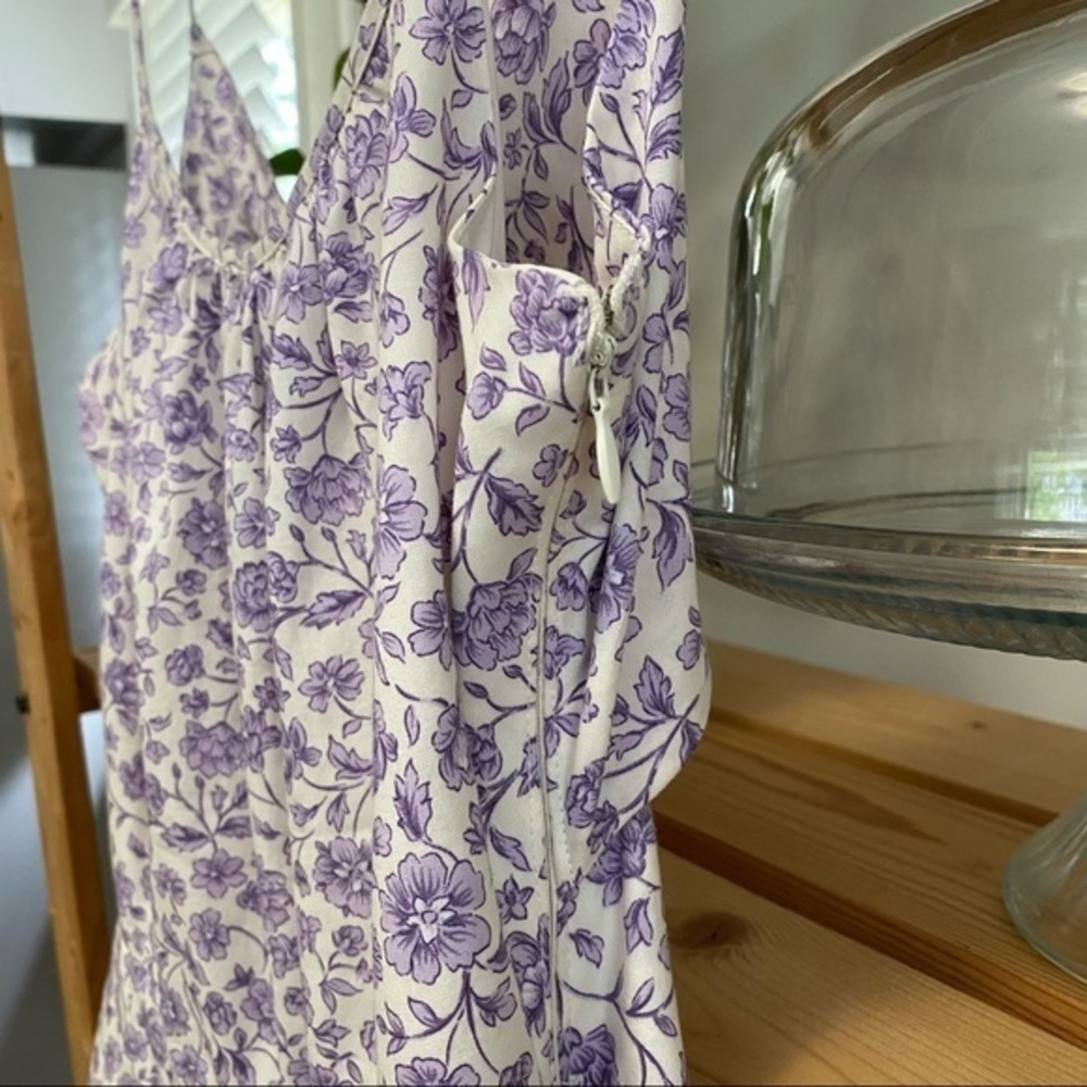 Gal Meets Glam Purple Lilac Floral Wide Leg Etta Double Tie Back Jumpsuit 8 - Picture 8 of 16